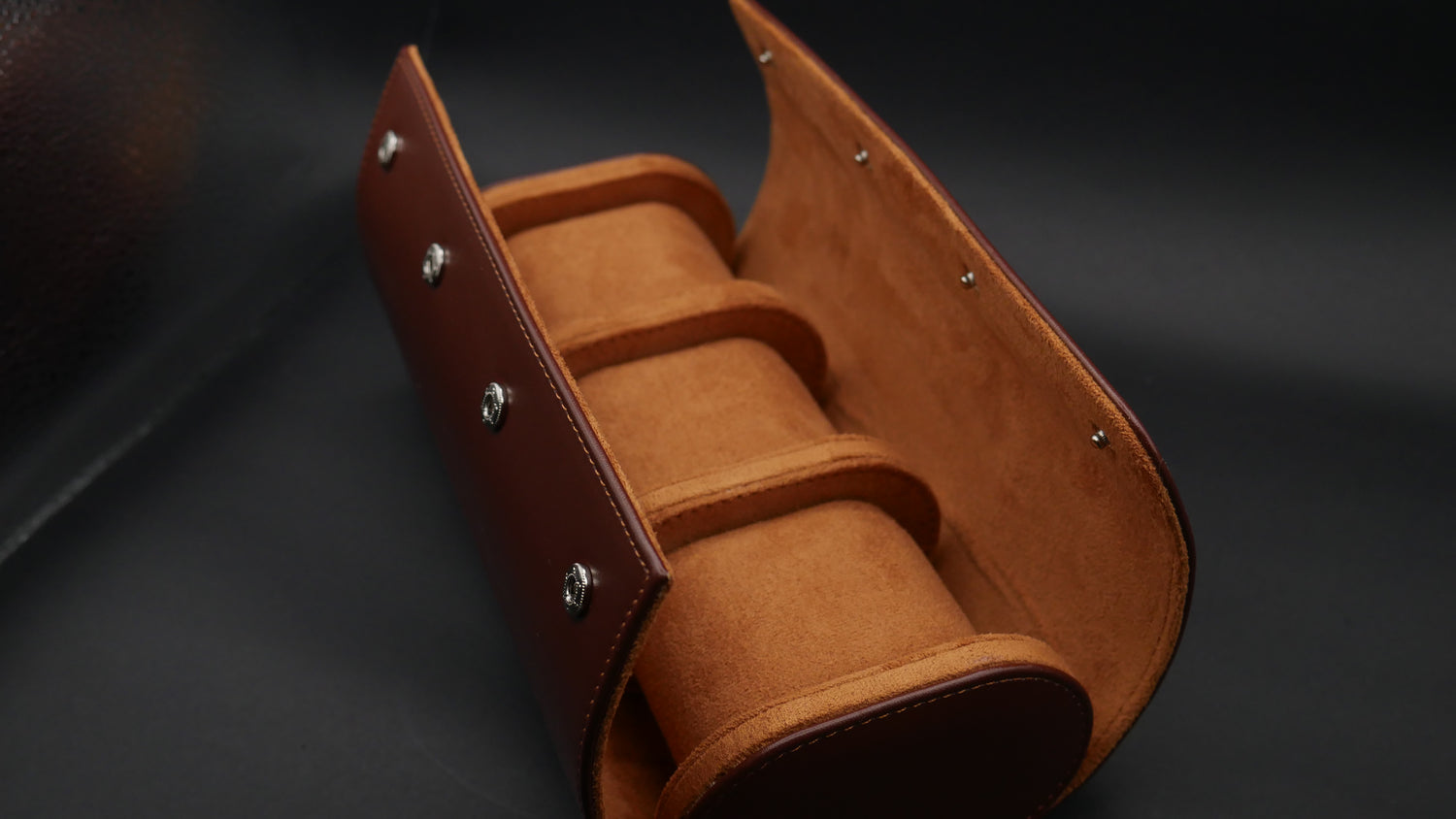 PORTAOROLOGI IN CUOIO E MICROFIBRA 3 POSTI CUOIO