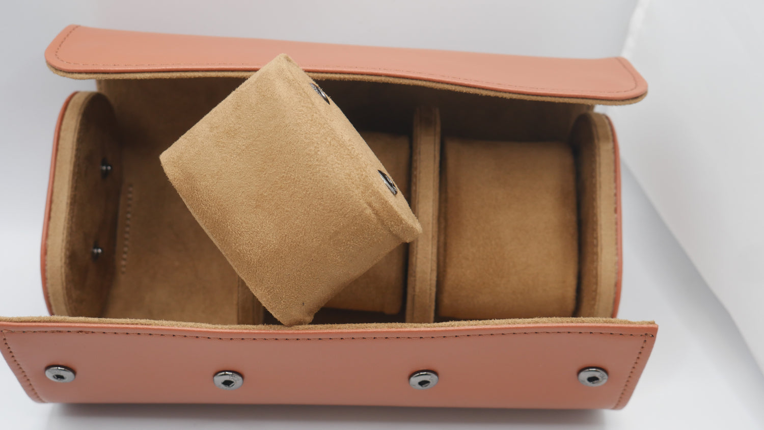 PORTAOROLOGI IN PELLE E MICROFIBRA 3 POSTI  MARRONE