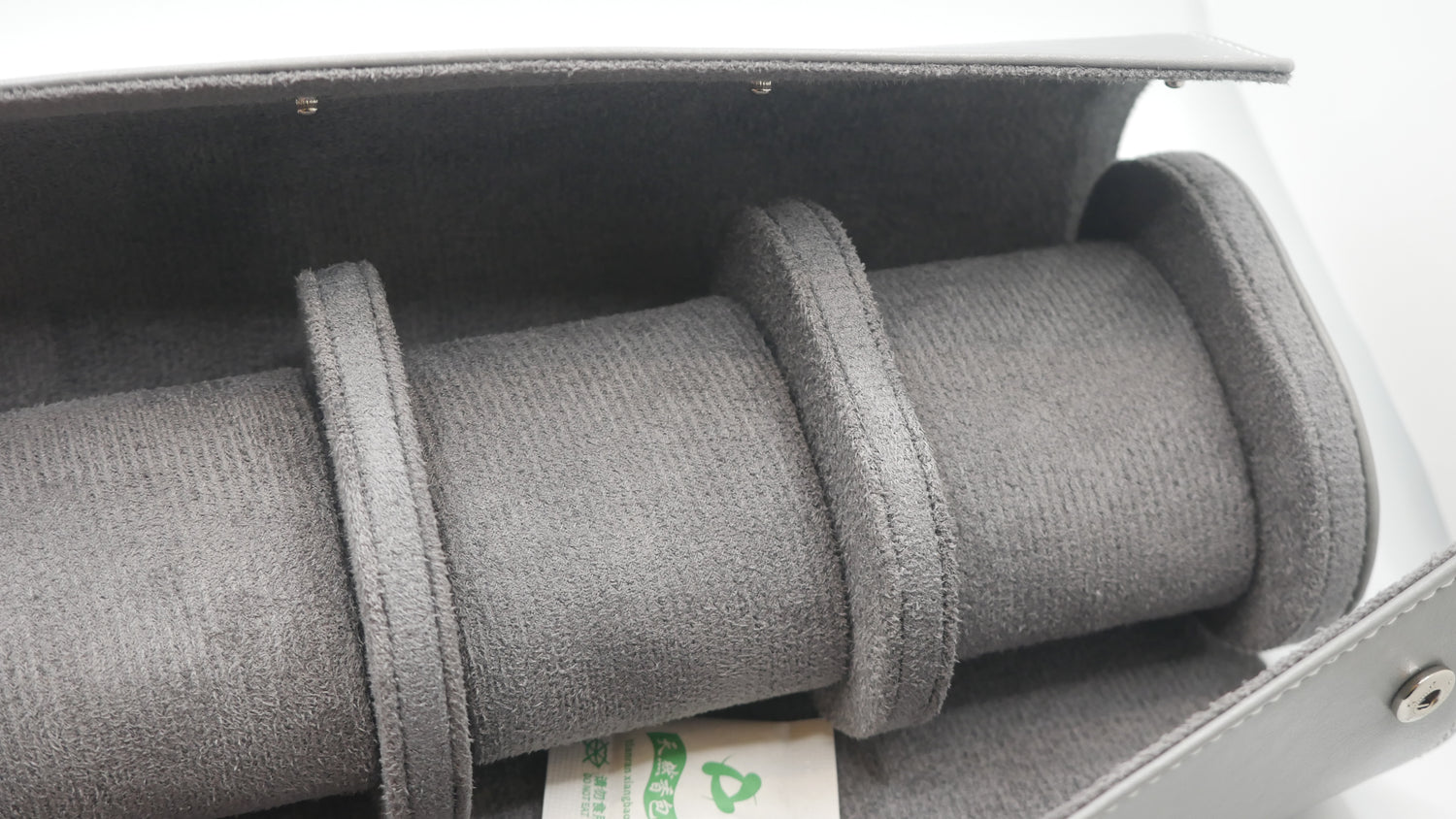 PORTAOROLOGI IN PELLE E MICROFIBRA 3 POSTI GRIGIO "HERMES"