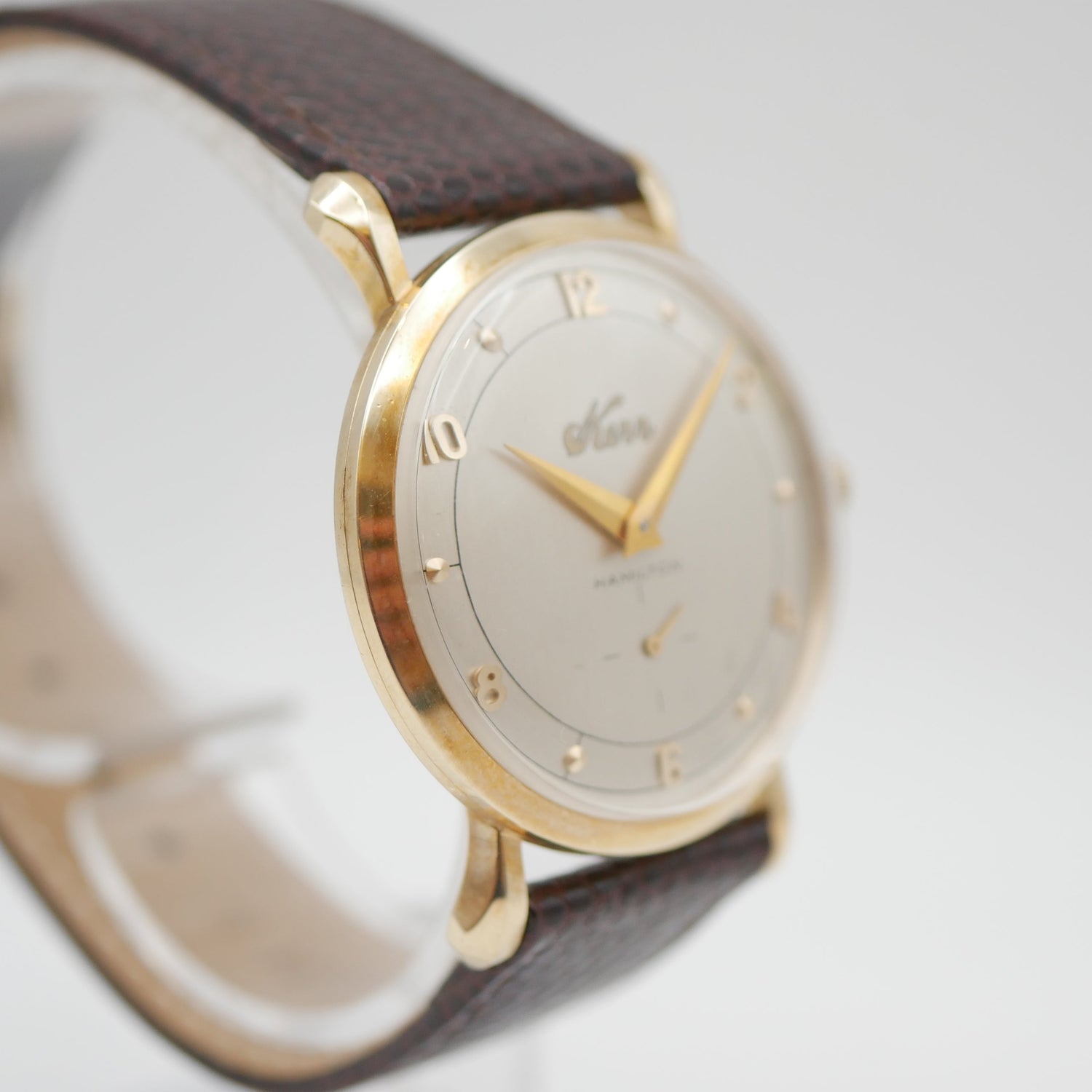 HAMILTON CARICA MANUALE ORO 9kt "Kerr GLASS BOTTLE" ANSE A GOCCIA