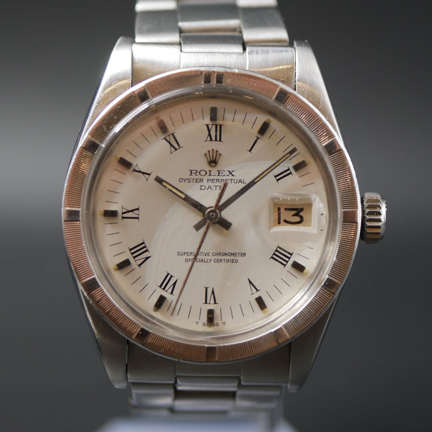 ROLEX OYSTER PERPETUAL 1501 DATE LUNETTA THUNDER